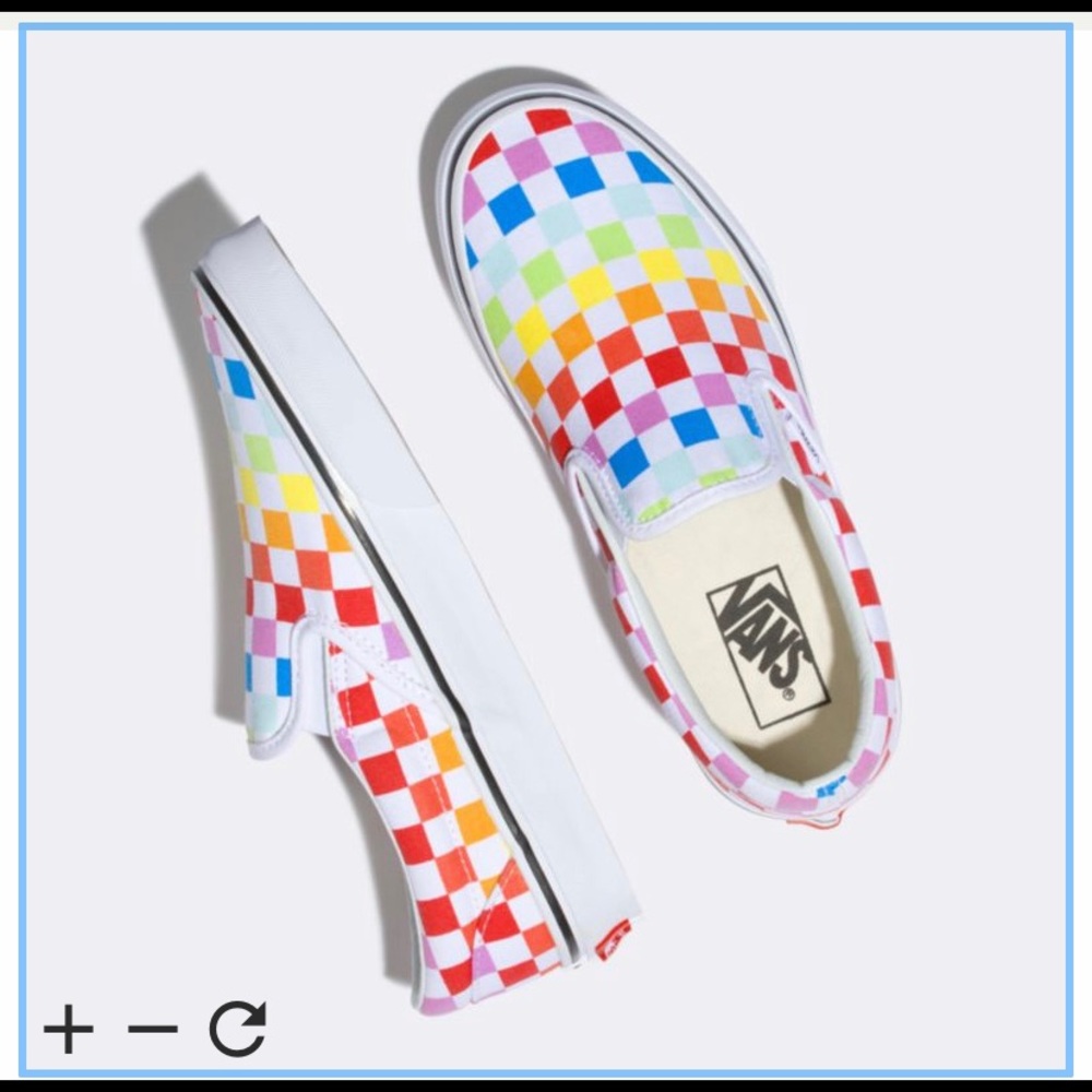rainbow checkered vans (size 4 girls) - Picture 2 of 3